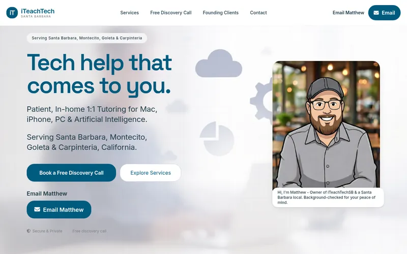 iTeachTechSB homepage screenshot