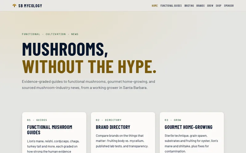 SB Mycology homepage screenshot